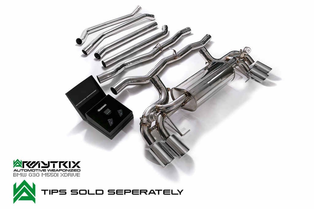 Armytrix – Stainless Steel Front X-pipe + Mid pipe + Valvetronic mufflers + wireless remote control kits for BMW 5 SERIES G31 M550I