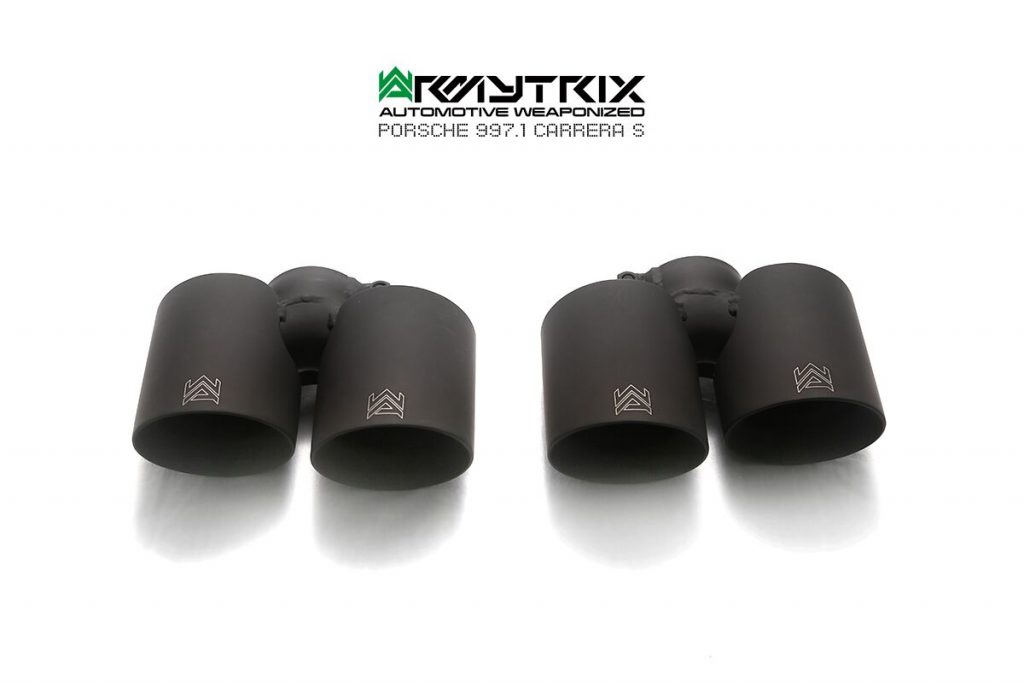 Armytrix – Titanium Quad Titanium Matte Black Tips (4x80mm) for PORSCHE 911 997 MK1 36L TURBO