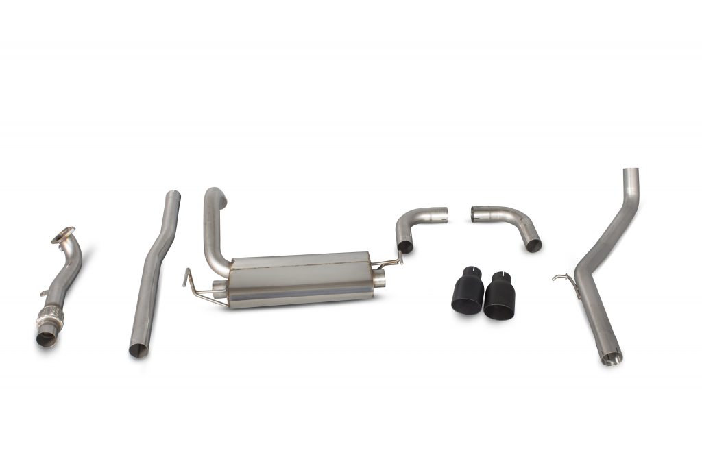 Scorpion Exhausts Fiat 500/595 Abarth 1.4 (IHI Turbo) / 595/695 Abarth 1.4 (Garrett Turbo) 2008 2018 Non-resonated cat-back system – Daytona Ceramic Tips