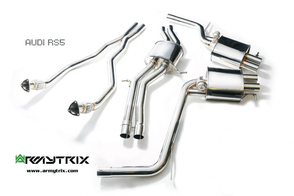 Armytrix – Front Y pipe + Mid pipe with resonator + Valvetronic mufflers (L and R) for AUDI RS5 B8 42 FSI COUPE