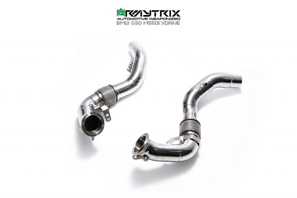 Armytrix – Stainless Steel High-Flow performance de-catted down pipe with cat simulator for BMW 5 SERIES G30 M550I