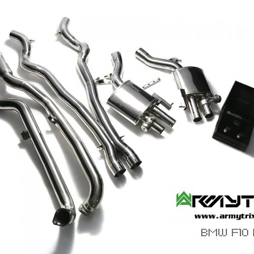 Armytrix – Stainless Steel Front pipe (L and R) + Mid Y pipe + Valvetronic mufflers (L and R) + Wireless remote control kit for BMW 5 SERIES F10 M5
