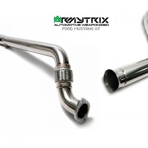 Armytrix – Stainless Steel Ceramic Coated High-Flow Performance Decatted Pipe with Cat-simulator (R) + Link pipe (L) for FORD MUSTANG GT MK6 50L COUPE