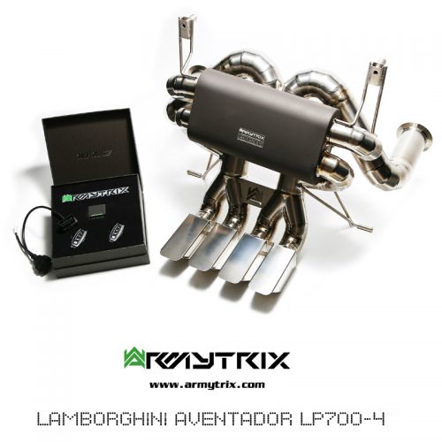 Armytrix – Titanium Black Coated Valvetronic Muffler w/ Titanium Quad tips + Wireless Remote Control Kit for LAMBORGHINI AVENTADOR LP750-4 SV 65L