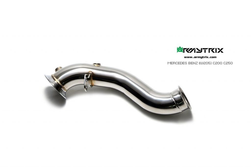 Armytrix – Stainless Steel High-flow Performance Decatted Downpipe with Cat-simulator (Fits to part MB052-RC) for MERCEDES-BENZ C-CLASS W205 C200