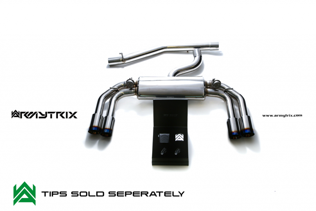 Armytrix – Stainless Steel Mid-pipe 1 and Mid-pipe 2 + Valvetronic mufflers + Wireless remote control kits for VW GOLF MK75 20 TSI R