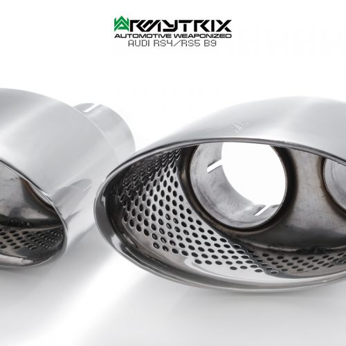 Armytrix – Stainless Steel Dual Oval Chrome silver tips for AUDI RS4 B9 29 TFSI AVANT