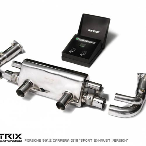 Armytrix – Stainless Steel De-catted pipe with cat simulator + Valvetronic Muffler + Wireless Remote Control Kit + link pipe for PORSCHE 911 991 MK2 30L CARRERA